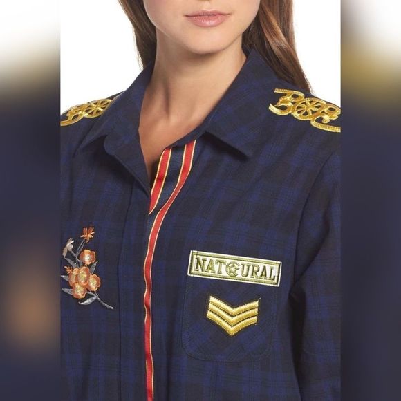 Plaid Patchwork Long Sleeves Flannel Shirt - Picture 4 of 6